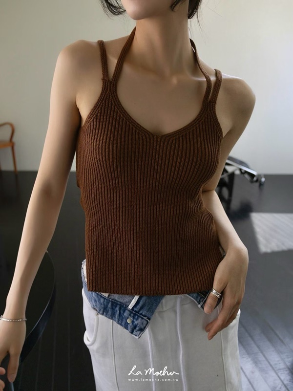 前長後短美背雙肩帶坑條背心(闆娘.花花清單)